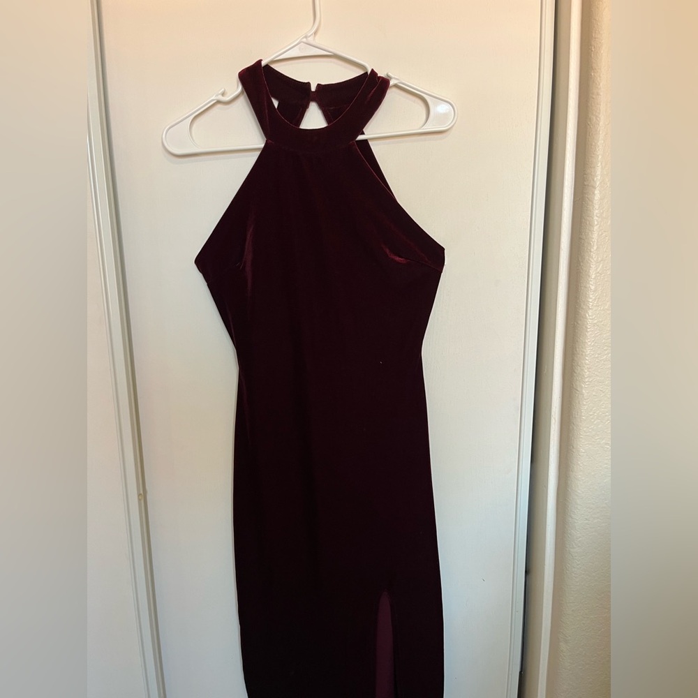 Windsor Red Velvet Maxi Dress Oxblood Size L Whimsigoth Formal - Picture 2 of 6